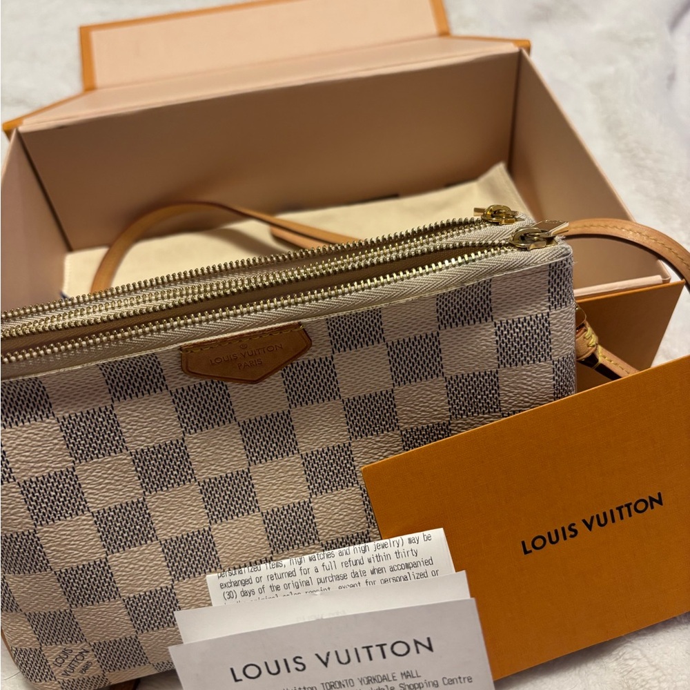 Louis Vuitton Cream and Tan Checkered Women's Bag